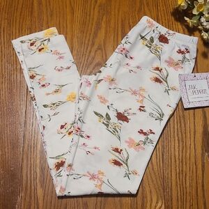 Jak & Peppar NWT Cream Floral Print Stretch Pants - Girl's 14